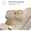 DREAM PAIRS Platform Sandals Women Raffia Espadrilles Summer Comfortable Wedge Sandals Beach Vacation Adjustable Buckle Cute Slide Sandals(Beige)