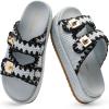 DREAM PAIRS Platform Sandals Women Raffia Espadrilles Summer Comfortable Wedge Sandals Beach Vacation Adjustable Buckle Cute Slide Sandals(Blue)