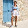 DREAM PAIRS Platform Sandals Women Raffia Espadrilles Summer Comfortable Wedge Sandals Beach Vacation Adjustable Buckle Cute Slide Sandals(Blue)