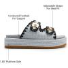 DREAM PAIRS Platform Sandals Women Raffia Espadrilles Summer Comfortable Wedge Sandals Beach Vacation Adjustable Buckle Cute Slide Sandals(Blue)