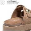 DREAM PAIRS Platform Sandals Women Raffia Espadrilles Summer Comfortable Wedge Sandals Beach Vacation Adjustable Buckle Cute Slide Sandals(Brown)