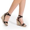DREAM PAIRS Womens Open Toe Espadrilles Dressy Platform Sandals Buckle Ankle Strap Stylish Wedges Summer Dressy Sandals(Black-pu)