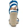DREAM PAIRS Womens Open Toe Espadrilles Dressy Platform Sandals Buckle Ankle Strap Stylish Wedges Summer Dressy Sandals(Blue/Suede)