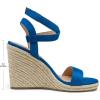 DREAM PAIRS Womens Open Toe Espadrilles Dressy Platform Sandals Buckle Ankle Strap Stylish Wedges Summer Dressy Sandals(Blue/Suede)