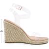 DREAM PAIRS Womens Open Toe Espadrilles Dressy Platform Sandals Buckle Ankle Strap Stylish Wedges Summer Dressy Sandals(Clear/Nude/Pu)