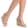 DREAM PAIRS Womens Open Toe Espadrilles Dressy Platform Sandals Buckle Ankle Strap Stylish Wedges Summer Dressy Sandals(Nude/Suede)