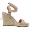 DREAM PAIRS Womens Open Toe Espadrilles Dressy Platform Sandals Buckle Ankle Strap Stylish Wedges Summer Dressy Sandals(Nude/Suede)
