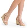 DREAM PAIRS Womens Open Toe Espadrilles Dressy Platform Sandals Buckle Ankle Strap Stylish Wedges Summer Dressy Sandals(Nude-pu)
