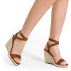 DREAM PAIRS Womens Open Toe Espadrilles Dressy Platform Sandals Buckle Ankle Strap Stylish Wedges Summer Dressy Sandals(Tan/Suede)