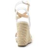 DREAM PAIRS Womens Open Toe Espadrilles Dressy Platform Sandals Buckle Ankle Strap Stylish Wedges Summer Dressy Sandals(White-pu)