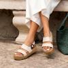 DREAM PAIRS Women’s Orthopedic Arch Support Platform Sandals Comfortable Cork Insole Low Wedges Sandals Flatform Summer Dress Shoes Cute Buckle Wedges for Beach(Beige)