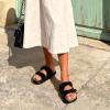DREAM PAIRS Women’s Platform Sandals Wedge Chunky Heel Slip-on Comfort Slides with Arch Support Cork Footbed Adjustable Buckle Summer Slide Sandals(Black)