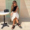 DREAM PAIRS Women’s Platform Sandals Wedge Chunky Heel Slip-on Comfort Slides with Arch Support Cork Footbed Adjustable Buckle Summer Slide Sandals(Black)