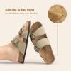 DREAM PAIRS Women’s Slides Soft Genuine Footbed Sandals Comfortable Adjustable Double Buckle Slip-on Flat Sandals with Arch Support Frame Dual Slippers for Summer 2026(Taupe)