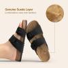 DREAM PAIRS Women’s Slides Soft Genuine Footbed Sandals Comfortable Adjustable Double Buckle Slip-on Flat Sandals with Arch Support Frame Dual Slippers for Summer 2026(Black)