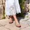 DREAM PAIRS Women’s Slides Soft Genuine Footbed Sandals Comfortable Adjustable Double Buckle Slip-on Flat Sandals with Arch Support Frame Dual Slippers for Summer 2026(Gold)
