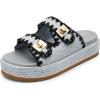 DREAM PAIRS Platform Sandals Women Raffia Espadrilles Summer Comfortable Wedge Sandals Beach Vacation Adjustable Buckle Cute Slide Sandals(Blue)
