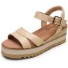DREAM PAIRS Wedge Sandals for Women Espadrille Platform Sandals Open Toe Ankle Strap Low Wedges Heel Comfortable Sandals for Summer(Natural)
