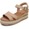 DREAM PAIRS Wedge Sandals for Women Espadrille Platform Sandals Open Toe Ankle Strap Low Wedges Heel Comfortable Sandals for Summer(Nude)