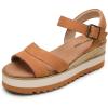 DREAM PAIRS Wedge Sandals for Women Espadrille Platform Sandals Open Toe Ankle Strap Low Wedges Heel Comfortable Sandals for Summer(Tan)