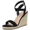 DREAM PAIRS Womens Open Toe Espadrilles Dressy Platform Sandals Buckle Ankle Strap Stylish Wedges Summer Dressy Sandals(Black/Suede)