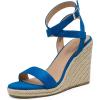 DREAM PAIRS Womens Open Toe Espadrilles Dressy Platform Sandals Buckle Ankle Strap Stylish Wedges Summer Dressy Sandals(Blue/Suede)