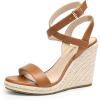 DREAM PAIRS Womens Open Toe Espadrilles Dressy Platform Sandals Buckle Ankle Strap Stylish Wedges Summer Dressy Sandals(Brown-pu)
