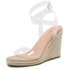 DREAM PAIRS Womens Open Toe Espadrilles Dressy Platform Sandals Buckle Ankle Strap Stylish Wedges Summer Dressy Sandals(Clear/Nude/Pu)