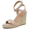 DREAM PAIRS Womens Open Toe Espadrilles Dressy Platform Sandals Buckle Ankle Strap Stylish Wedges Summer Dressy Sandals(Nude/Suede)