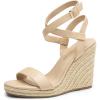 DREAM PAIRS Womens Open Toe Espadrilles Dressy Platform Sandals Buckle Ankle Strap Stylish Wedges Summer Dressy Sandals(Nude-pu)