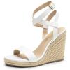 DREAM PAIRS Womens Open Toe Espadrilles Dressy Platform Sandals Buckle Ankle Strap Stylish Wedges Summer Dressy Sandals(White-pu)