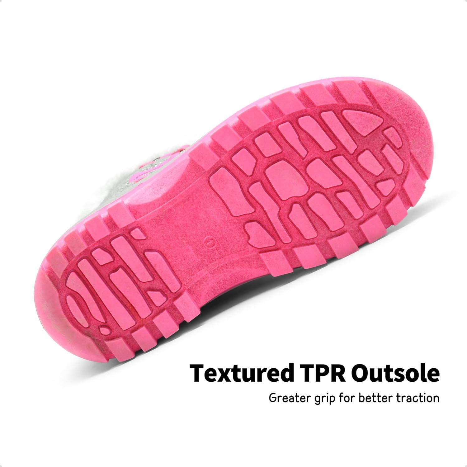 image:imageDREAM PAIRS Boys amp Girls Faux FurLined Winter Snow Boots for LittleBig KidsGreyFuchsia