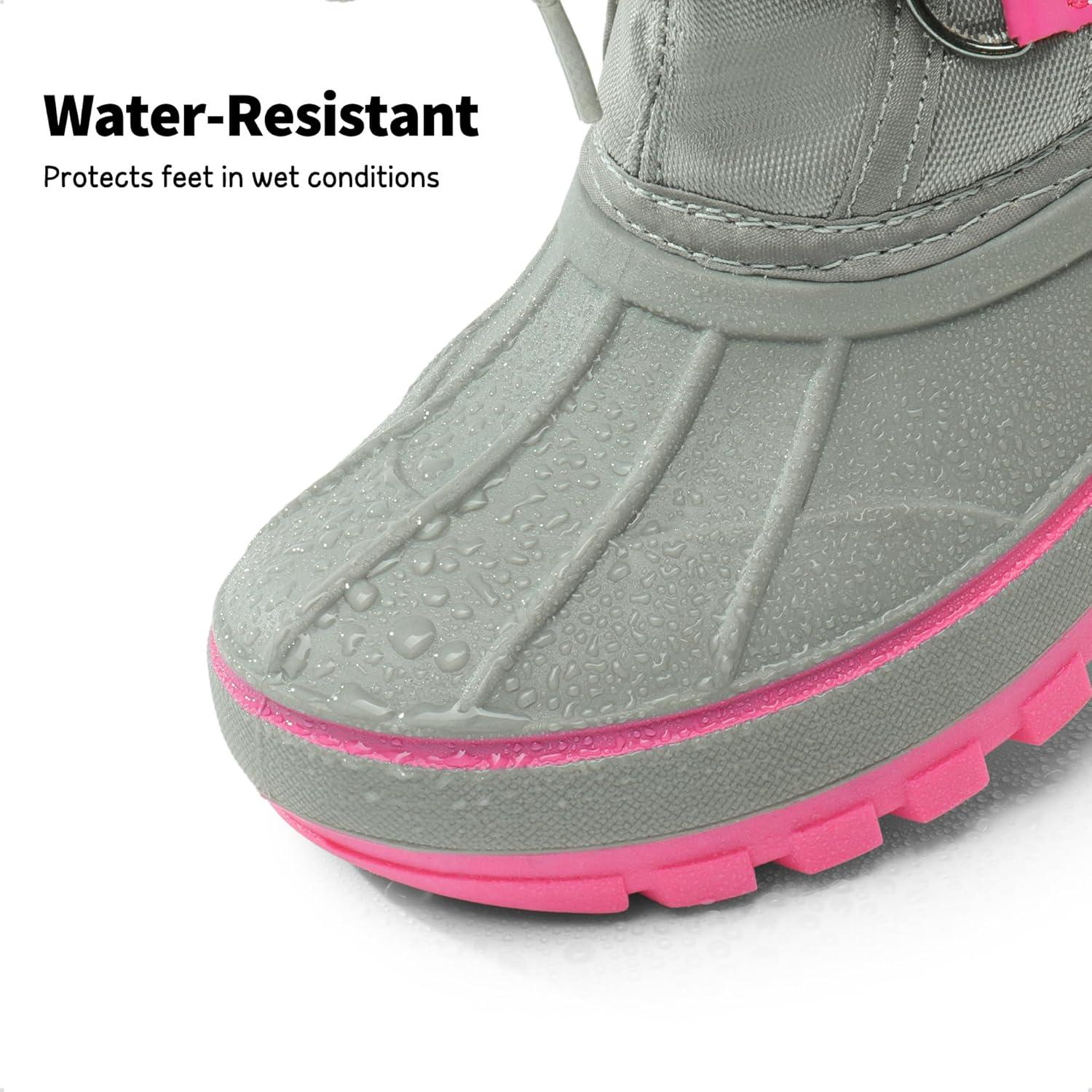 image:imageDREAM PAIRS Boys amp Girls Faux FurLined Winter Snow Boots for LittleBig KidsGreyFuchsia