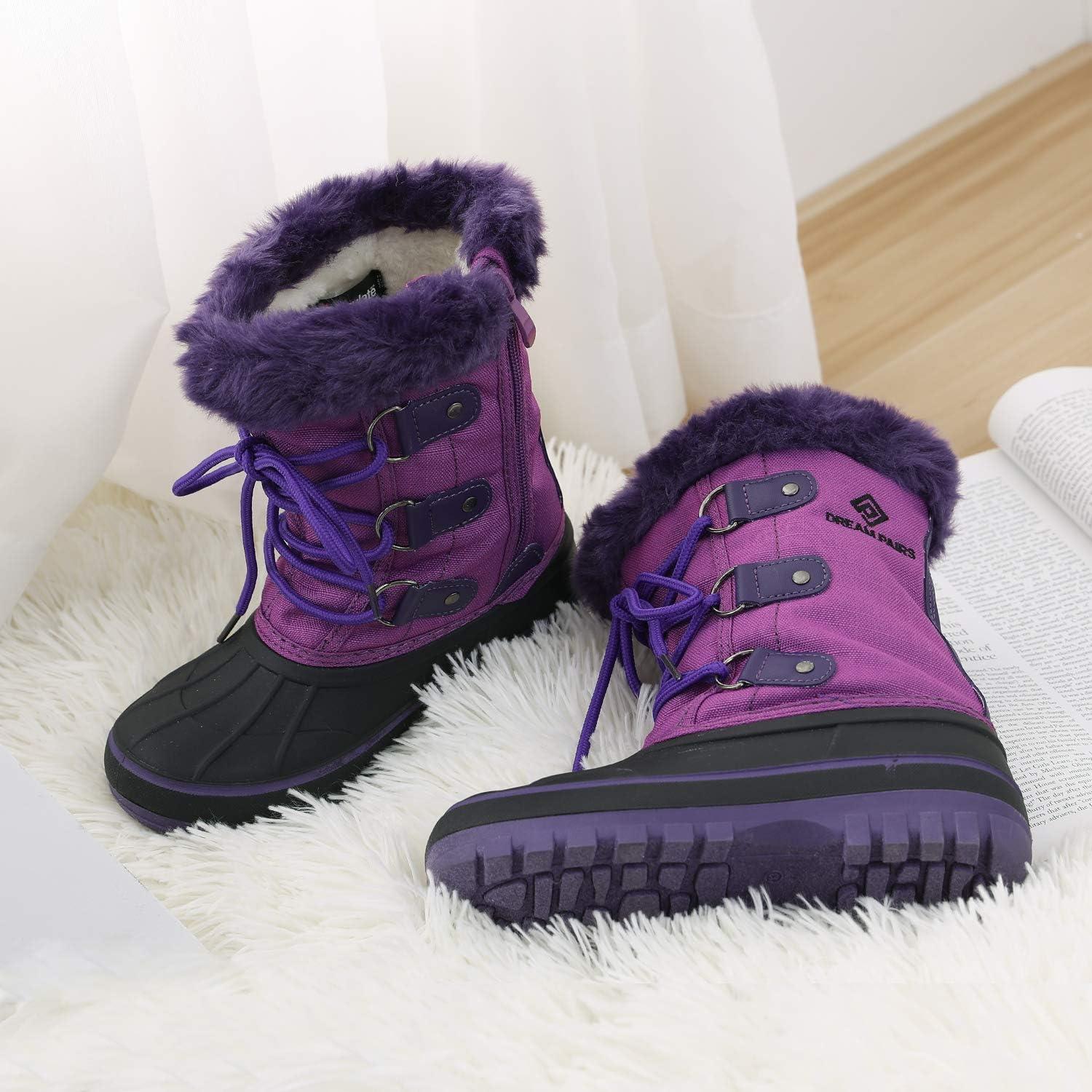 image:imageDREAM PAIRS Boys amp Girls Faux FurLined Winter Snow Boots for LittleBig KidsPurple