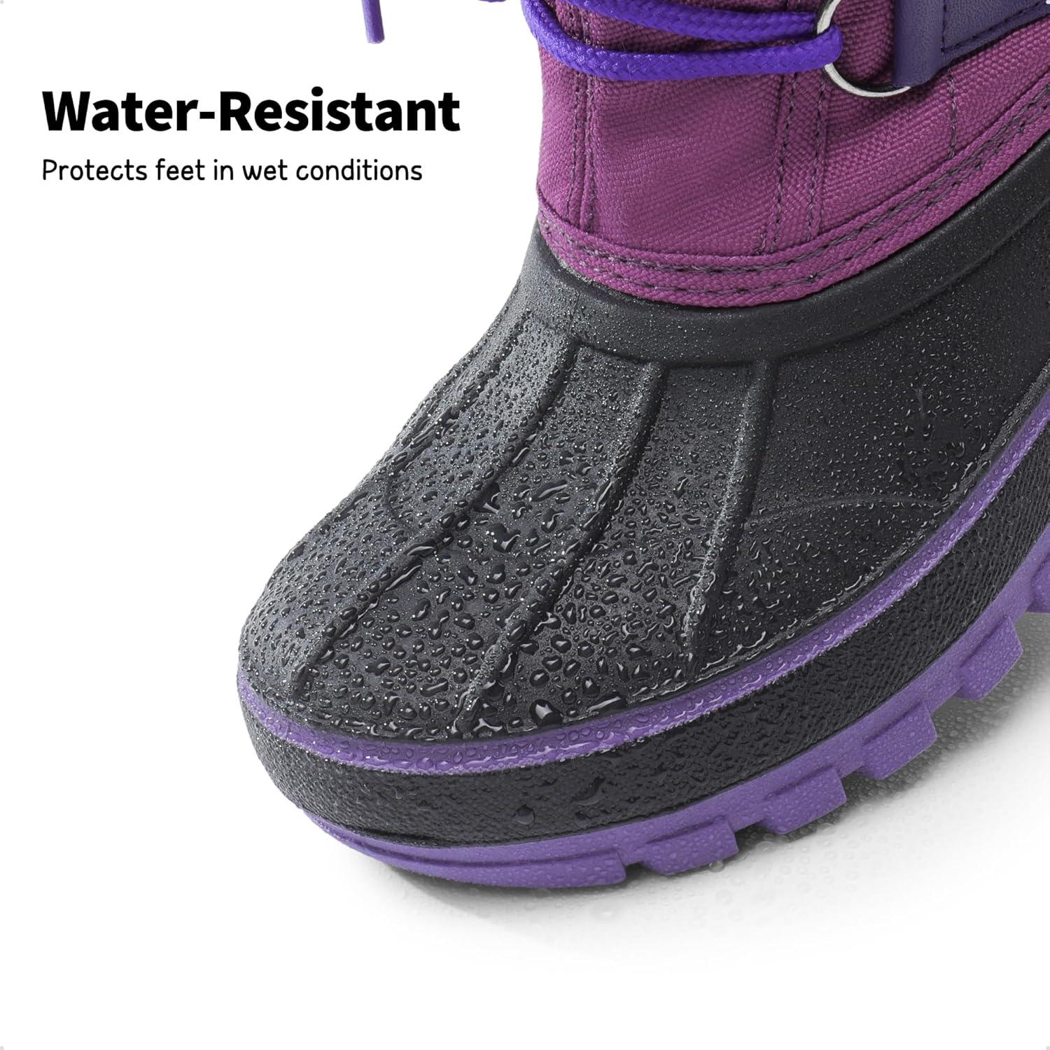 image:imageDREAM PAIRS Boys amp Girls Faux FurLined Winter Snow Boots for LittleBig KidsPurple