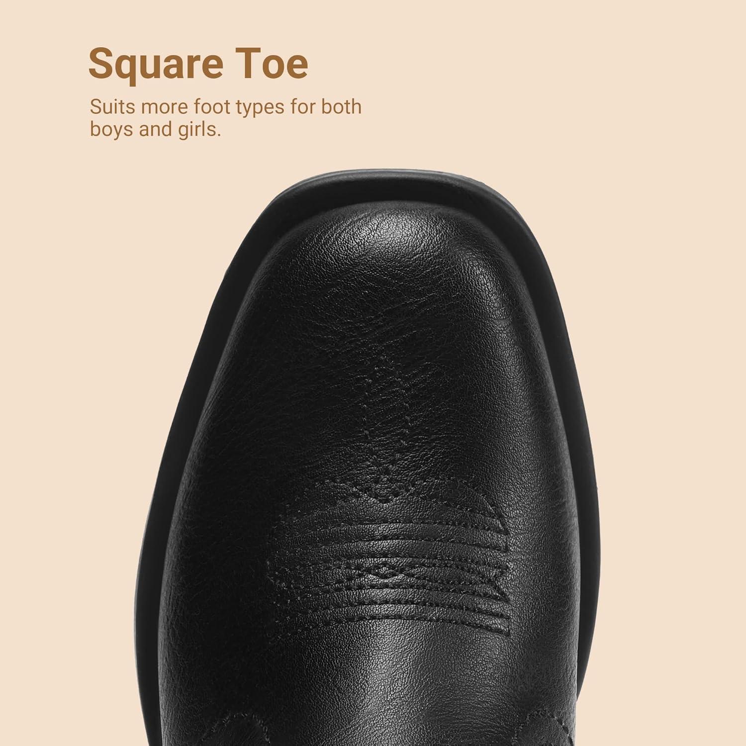 image:imageDREAM PAIRS Toddler Boys Girls Cowboy Cowgirl Boots Little Kids Western Square Toe Riding Mid Calf BootsBlack