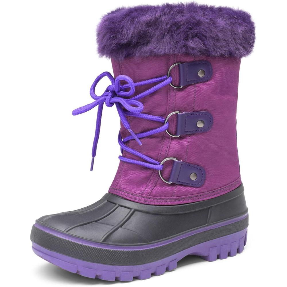 image:imageDREAM PAIRS Boys amp Girls Faux FurLined Winter Snow Boots for LittleBig KidsPurple