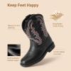 DREAM PAIRS Toddler Boys Girls Cowboy Cowgirl Boots Little Kids Western Square Toe Riding Mid Calf Boots(Black)