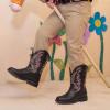 DREAM PAIRS Toddler Boys Girls Cowboy Cowgirl Boots Little Kids Western Square Toe Riding Mid Calf Boots(Black)
