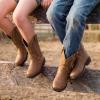 DREAM PAIRS Toddler Boys Girls Cowboy Cowgirl Boots Little Kids Western Square Toe Riding Mid Calf Boots(Brown)