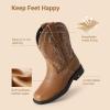 DREAM PAIRS Toddler Boys Girls Cowboy Cowgirl Boots Little Kids Western Square Toe Riding Mid Calf Boots(Brown)