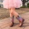 DREAM PAIRS Toddler Boys Girls Cowboy Cowgirl Boots Little Kids Western Square Toe Riding Mid Calf Boots(Brown/Multi)