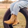 DREAM PAIRS Toddler Boys Girls Cowboy Cowgirl Boots Little Kids Western Square Toe Riding Mid Calf Boots(Camel/Light Brown)