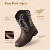 DREAM PAIRS Toddler Boys Girls Cowboy Cowgirl Boots Little Kids Western Square Toe Riding Mid Calf Boots(Dark Brown/Black)
