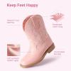 DREAM PAIRS Toddler Boys Girls Cowboy Cowgirl Boots Little Kids Western Square Toe Riding Mid Calf Boots(Pink)