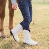 DREAM PAIRS Toddler Boys Girls Cowboy Cowgirl Boots Little Kids Western Square Toe Riding Mid Calf Boots(White)