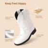 DREAM PAIRS Toddler Boys Girls Cowboy Cowgirl Boots Little Kids Western Square Toe Riding Mid Calf Boots(White)
