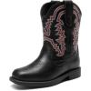DREAM PAIRS Toddler Boys Girls Cowboy Cowgirl Boots Little Kids Western Square Toe Riding Mid Calf Boots(Black)