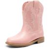 DREAM PAIRS Toddler Boys Girls Cowboy Cowgirl Boots Little Kids Western Square Toe Riding Mid Calf Boots(Pink)