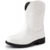DREAM PAIRS Toddler Boys Girls Cowboy Cowgirl Boots Little Kids Western Square Toe Riding Mid Calf Boots(White)